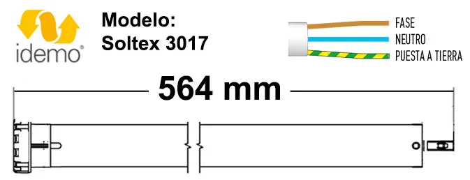 Dimensiones del motor para toldo de la marca Idemo Soltex 3017