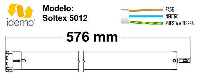 Dimensiones del motor marca Idemo Soltex 5012