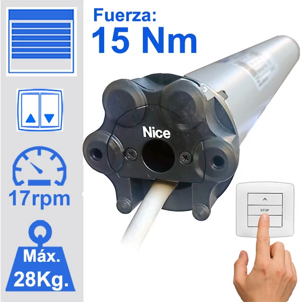 Motor de la marca Nice para persianas con la referencia Era M 1517 de maniobra por interruptor