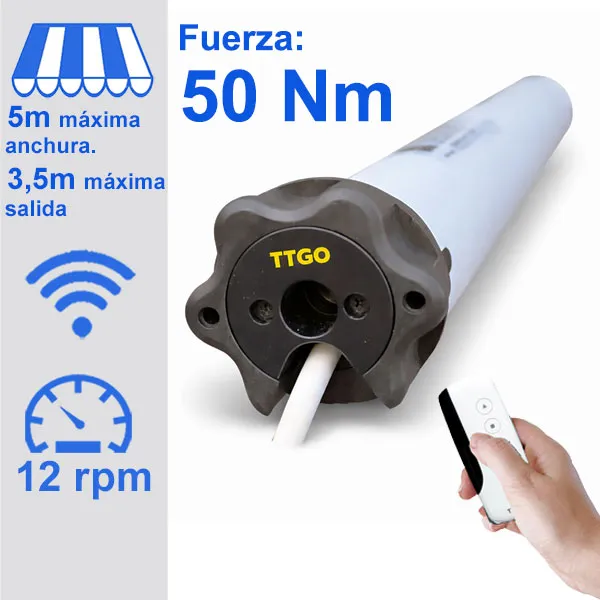 Motor para toldo de maniobra con mando a distancia marca TTGO referencia Tg ME 5012
