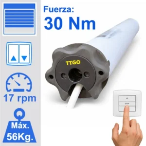 Motor de persiana de la marca TTGO con referencia Tg M 3017 de maniobra por interruptor