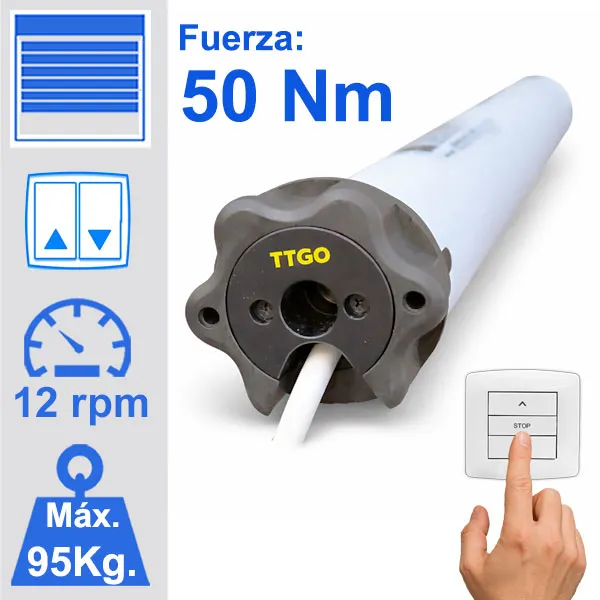 Motor para persianas de la marca TTGO y como refencia Tg M 5012 de maniobra por interruptor.