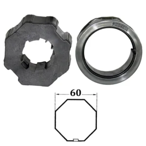 Acople adaptado para eje de persiana de 60 para motores Nice o Ttgo