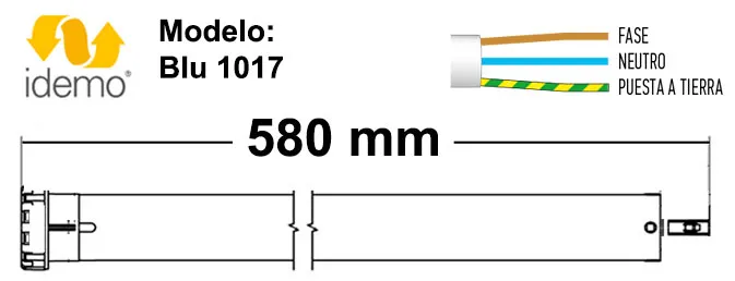 Dimensiones del motor de 35 referencia Blu 1017 de la marca Idemo