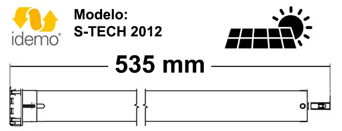 Dimensiones del motor TECH de la marca Idemo con placa solar