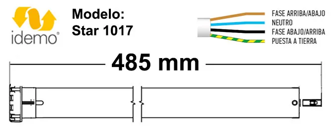 Dimensiones del motor marca Idemo Star 1017