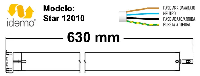 Dimensiones del motor marca Idemo Star 12011