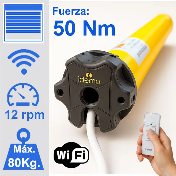 Motor para grandes y pesadas persianas marca Idemo Limit con Wifi 50Nm. Motor para pesadas persianas (80Kg) con Wifi | Idemo Limit 5012