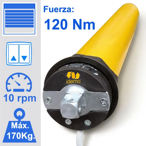 Motor para grandes y pesadas persianas de un máximo de 170 Kg con una fuerza de 120 Nm