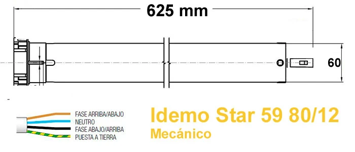 Dimensiones de los motores Idemo Star 8012 para grandes persianas