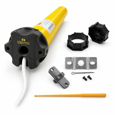 Motor marca Idemo completo con sus accesorios de adaptadores y soporte