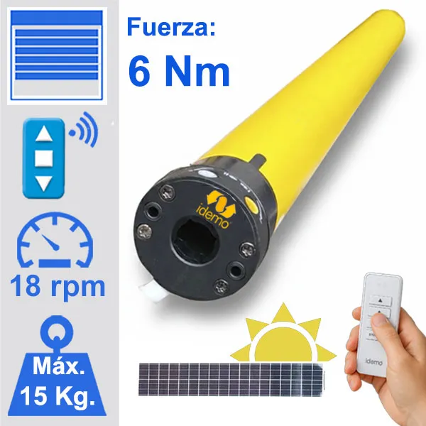 Motor para persiana con placa solar y barería marca Idemo 35